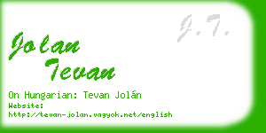 jolan tevan business card